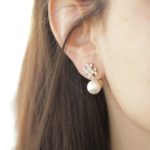 עגילי מניפה לכלה עם פנינה - ריצ'ל