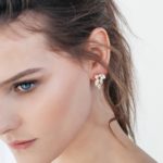 עגילי ליאן בינוניים בשילוב פנינה